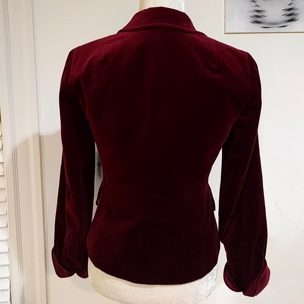 J Crew Dark Red Cotton Velvet Burgundy Blazer - Picture 3 of 8
